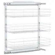 vidaXL 3-Tier Pull-out Kitchen Wire Basket Sliding Storage Rack Organiser
