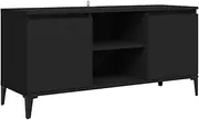 TV Cabinet with 2 Shelves and 2 Compartments, TV Stand Entertainment Unit Media Console Table for Living Room Bedroom, Black 103.5x35x50 cm