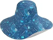 [Yoogain] Blue Futuristic Foldable Visor hat for Women for Gym Decorative Sunhat for Women uv Protection Essentials Sombrero para el sol, Blue Futuristic, One Size