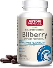 Jarrow Formulas Bilberry and Grapeskin Polyphenols 280 mg, Supports Vision, 120 Capsules
