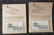 Pair Unused Miron Woolens Fabric Clothing Tags On Original Cards