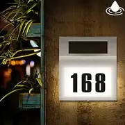 Solar House Number LED Address Sign Address Plaque Stainless Steel Door Number Light Outdoor Waterproof LED House Address Number Indicator Outdoor Garden Stree