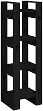 Bookcase Room Divider, Solid Pinewood Standing Shelf, 41x35x125 cm Black, Space-Saving Storage for Small Spaces, Durable & Stylish