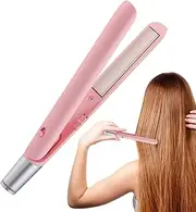 Ceramic Mini Hair Curler,Cordless Hair Curler 2 in 1 Portable | Travel Hair Straightener Ceramic Flat Iron for Long and Short Hair Straightener Curling Iron Combo Borato