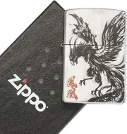 Phoenix Black Ink Painting Fire Bird Japanese Pattern Zippo Oil Lighter MIB