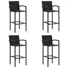 Bar Stools 4 pcs Black Poly Rattan Outdoor Furniture Kitchen Dining Set 62584