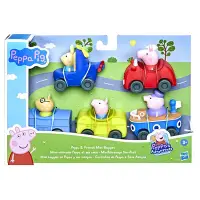 在飛比找Yahoo奇摩購物中心優惠-Peppa Pig 粉紅豬小妹 - 小車車公仔組(5入)