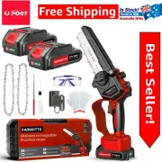 6-Inch Mini Chainsaw with Brushless Motor & 2-Pack 2000mAh Batteries - Crimso...