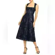 AIDAN MATTOX Embellished Zippered Sleeveless A-Line Midi NWT Size 4 Twilight