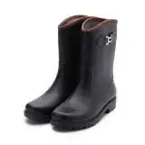在飛比找遠傳friDay購物優惠-新晉 飾釦防水雨靴 黑 女鞋