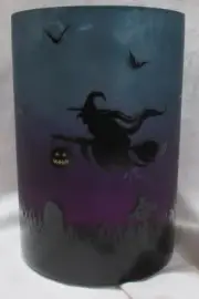 Yankee Candle Mirrored Large Jar Holder J/H HALLOWEEN SCENE Witches purple blue