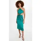 Fame and Partners The Demeter Dress in Pine Size 12 Midi Halter Cutout Lined