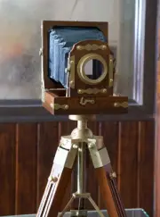 Vintage Designer Wooden folding Camera with Tripod Retro Look Nautical Home Deco