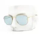 Ray-Ban Hexagonal Flat Sunglasses RB 3548-N 001/30 Gold Silver Flash 51mm w/case
