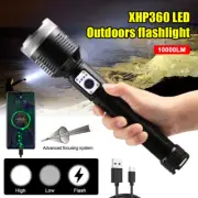 Powerful XHP360 LED Super Bright Flashlight Rechargeable Handheld Torch