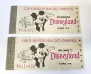 Disneyland Complimentary (2) Main Gate Admission 10 Adventures Ticket Unused VTG
