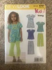 90s New Look Pattern 6797 Girls Knit Short Sleeve Shirt Cap Flutter Sleeve Pants