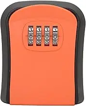 Small Combination Lock Box, Wall Mounted Key Lock Box with 4 Digit Password, Waterproof Key Storage Lock Box Support 5 Keys Capacity, Portable Security Case for Indoor Outdoor(SX01 Orange)