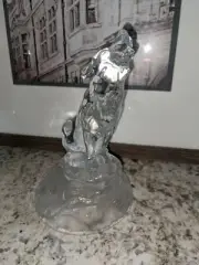 NEW Crystal d’ Arques Howling Wolf On Base France 6.5” VTG
