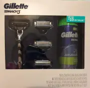 Gillette Mach3 Men's Razor Gift Pack With 1 Razor, 4 Cartridges, & 1 Shave Gel