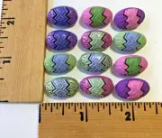 12 Decorated Easter Egg Buttons Charms - NEW