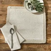 2 Dune Pebble Square Woven Cotton Country Cottage Placemats 15x15