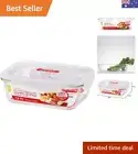 Lock & Lock Boroseal Rectangular Oven-Safe Glass Food Container, 4.23-Cup, Cl...
