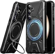 [RUNGOS] 360°Rotatable Ring for Samsung A35 Case MagSafe, with Stand [Heavy Duty Rugged] [Strong Magnetic] 15Ft Mil-Grade Shockproof for Samsung Galaxy A35 Case, Bumper Phone Cover 2024