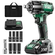 KIMO Cordless Impact Wrench 1/2", Brushless Impact Driver with 332 ft-lb Max ...