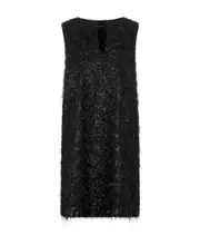 Fabiana Filippi Metallic-Threading Fringed Sleeveless Dress IT42 Black