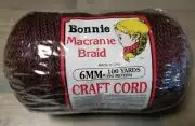 NOS~Bonnie Macrame Braid Craft Cord 6mm 100 yds Burgandy Color~Vintage~