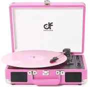 Record Player with Built-in 2 Speakers Vintage 3-Speed Portable Bluetooth Sui...