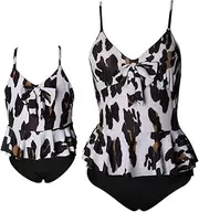 [KABETY] Girls Swimsuit Two Pieces Bikini Set, Black One Piece, Medium