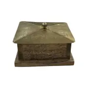 Willow & Silk Handmade 12.5cm Golden Trinket Box w/Metal Pressed Lid