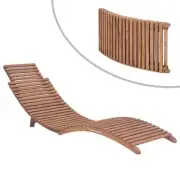 Outdoor Wooden Lounger Folding Patio Garden Pool Deck Slatted Sunbed Lounge Bed