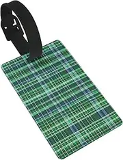[OdDdot] Blue and Green Scottish Tartan Print Luggage Tags for Suitcase,Travel Cruise Luggage Tag, Name ID Labels, for Baggage Bag Suitcase