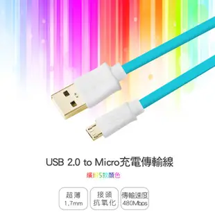 【福利品】群加 Micro USB To USB 2.0 安卓/平板傳輸充電線/ 2M扁線 (USB2-GFMIB2