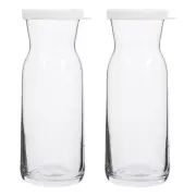 2x LAV White Lid 700ml Fonte Glass Carafes Clear Water Wine Decanter Bottle Set