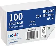 Dohe - Plain Cardstock Sheets (100 pcs.) - Cards for Writing Notes, Size 12.5 x 7.5 cm, 180 g/m², No. 2, Office Supplies - White