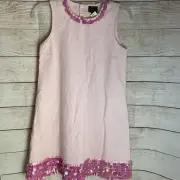 New NWT Mini Boden Girls Pink 100% Linen Sequin Dress Size 11-12 Years Lined