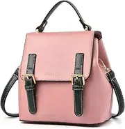 [YUN MENG] PU Leather Backpack Women School Bag Casual Daypack School Bag for Women (Color : Pink)