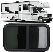 Oreilet RV Window, 700 X 400mm Aluminum Alloy Round Angle Horizontal Sliding Window Replacement with Screen for RVs, Engineering Vehicles, Travel Trailer, Van, Truck, SUV