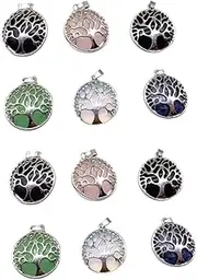 COHEALI 2sets Rose Quartz Alloy Tree Charms DIY Jewelry Material Alloy Necklace Accessories for Crystal and Gemstone Lovers 6pcs*2