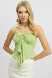 Green Halter Top Sleeveless - Size 16XL, Women's Top