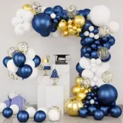 Blue Balloon Arch Kit - 111Pcs Navy Blue Gold and White Balloon Garland with Con