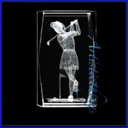 WOMAN GOLFER DRESS Laser Crystal Paperweight Laser Etched 3D Image FREE SHIPPING