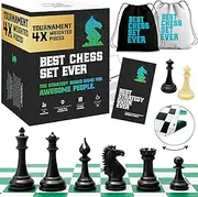 Best Chess Set Ever - New Modern Style Pieces - Chess Board Set with XL 4X Quadruple Weighted Pieces - Travel Chess Sets for Adults Unique - Kids Chess Set for Kids - 20 x 20 Inches - Chess Geeks
