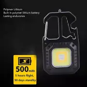 2 Pcs Keychain Work Light Mini COB Lamp IP66 Multi Function LED Flashlight New