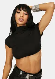 Always Serving Mock Neck Open Back Top