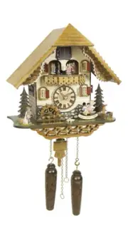 Quartz Cuckoo Clock Black forest house with music, turnin.. TU 4219 QMT HZZG NEW